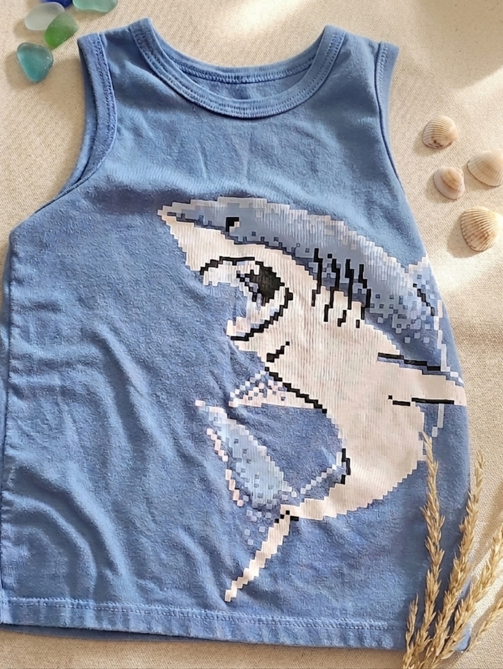 Garanimals Blue Toddler Pixelated Shark Tank Top